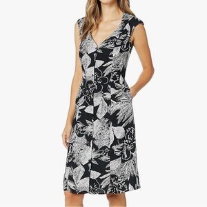 Volcom Sz Large Do Tell Button-Up Black and White Midi Dress • NWT!